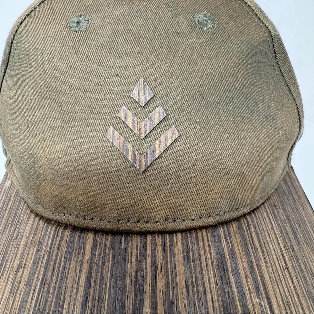 TruWood Wooden Brim Baseball Hat cap Adjustable One Size Green Brown 100% Cotton - Picture 3 of 12